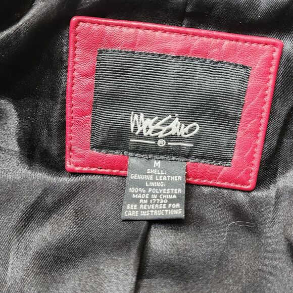 Vintage Mossimo Red Leather Jacket Oxblood Y2K Medium Cafe Racer Moto - Picture 14 of 14